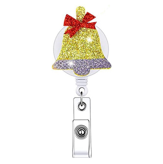Wholesale 10PCS Christmas Glitter Felt Cloth Badge Scroll Retractable Keychain